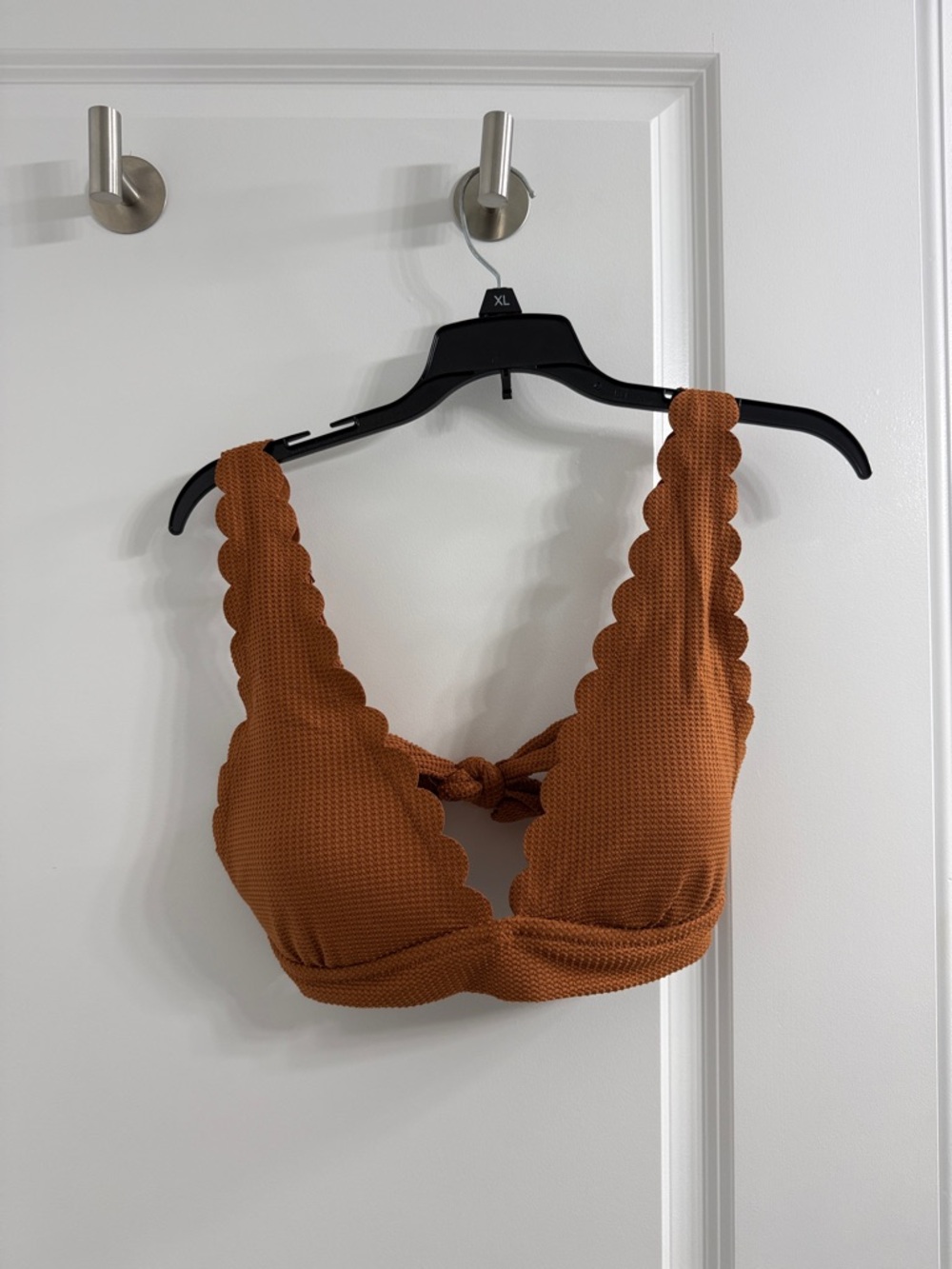aerie Rust Brown Scalloped Textured Bikini Top